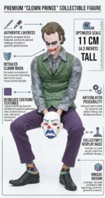 Joker Dashboard Figurine for Car 11 cm with Mask | Joker Action Figure Doll Model | Anti-Slip Base Car Interior Decoration Showpiece | Collectible Joker Statue Gift for Fans - Image 2