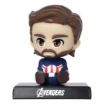 Unyks Star Super Hero Action Figure Limited Edition Bobblehead with Mobile Holder for Car Dashboard, Office Desk & Study Table (Captan Amereca)