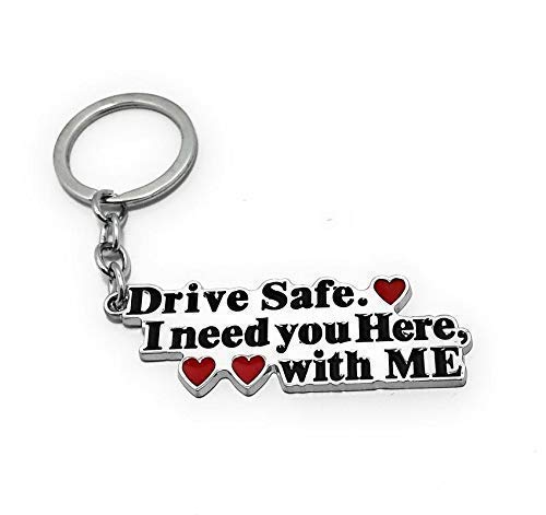 41ffJDAD9nL.jpg Unyks Star Drive Safe Keychain | Gift for Husband, Wife, Boyfriend, Girlfriend, Friends | Couple Love Key Ring with Romantic Message & Heart Charm - Drive Safe - Image 1