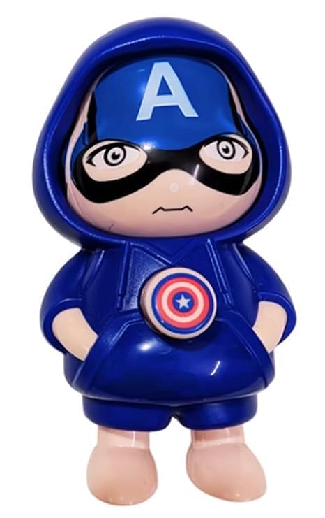 41lCL9tz4L.jpg Unyks Star Toy Face Changing Doll Key Holder Cartoon Character Keychain for Men Gifts (Captai Americ) - Image 1