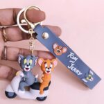 Unyks Star Cute 3D Silicon Cartoon Keychain - Cute Design Key Holder for Bags, Backpacks, and Keys (Tom & Jerry Scooty)