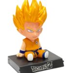 Unyks Star Super Hero Action Figure Limited Edition Bobblehead with Mobile Holder for Car Dashboard, Office Desk & Study Table (Gokuu)