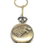 Unyks Star Analog - Vintage Motorbike Pocket Watch Keychain - Gift For Christmas Day, New Year, Birthday, Rakshabandhan For Brother, Bro, Bhai, Boyfriend, Friend - Keyring, white, gold (Wolf)