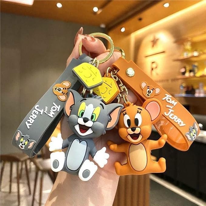 51aQTO3SdL.jpg Unyks Star Tom and Jerry Keychain | Couple Keychain for Girls | Anime cartoon Merch Keychain | Cute Bag Charms | Birthday Gift for girls | Car Bike | Kids return gifts (Tom and Jerry) - Image 1