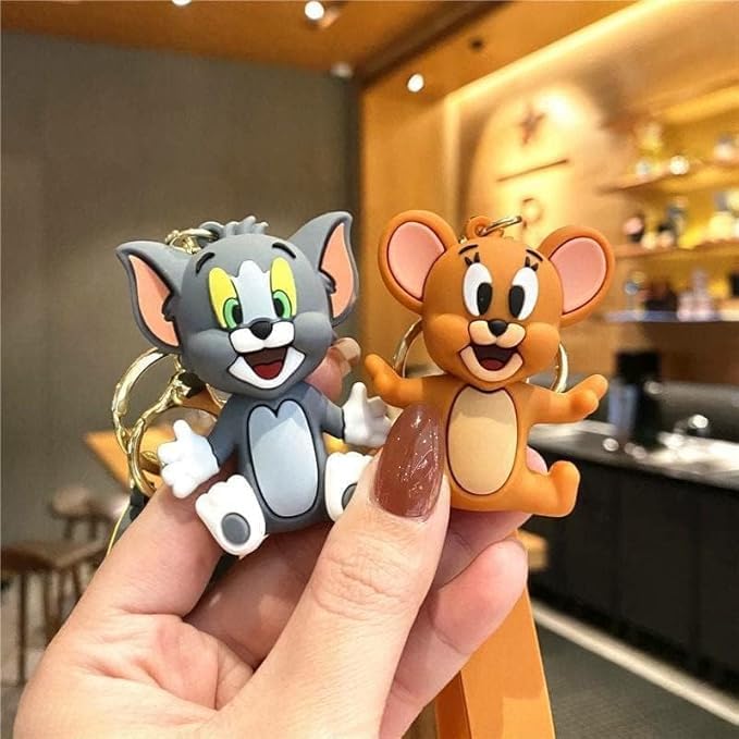 51e6HkZ-8L.jpg Unyks Star Tom and Jerry Keychain | Couple Key chain for Girls | Anime cartoon Merch Keychain | Cute Bag Charms | Birthday Gift for girls | Car Bike | Kids return gifts (Tom and Jerry) - Image 1