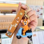 Unyks Star Cartoon Keychains for Girls & Boys – Cute Silicone Keyring Accessories for Kids, Fun Charms for Backpack, Purse, Car – Kawaii Key Holder Gift for Birthday (Jerry Scooty Blue)