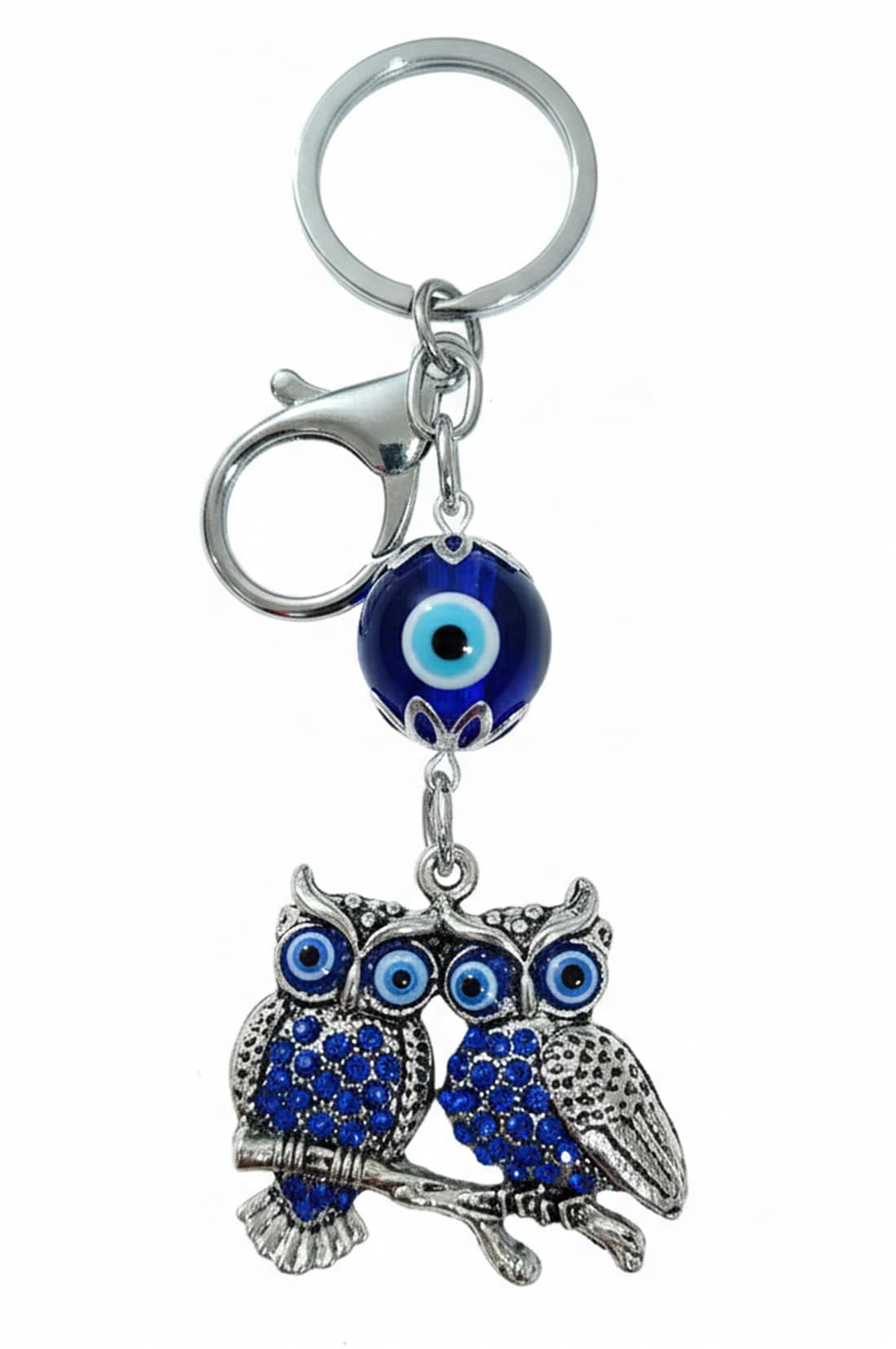 615j3nvf1L.jpg Unyks Star Evil Eye Keychain for Car, Bike & Home | Premium Blue Nazar Protection Charm | Anti-Rust Metal Key Ring for Men & Women | Stylish Key Holder Gift for Good Luck & Positivit (Two Owl) - Image 1