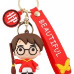 Unyks Star Cute 3D Silicon Cartoon Keychain - Cute Design Key Holder for Bags, Backpacks, and Keys (Harry Potter Red)