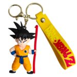 Unyks Star Cartoon Keychains for Girls & Boys – Cute Silicone Keyring Accessories for Kids, Fun Charms for Backpack, Purse, Car – Kawaii Key Holder Gift for Birthday (Gokuu with Stick)