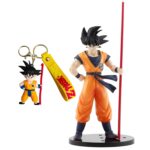 Unyks Star Goku Action Figure with Keychain Anime Collectible PVC Model | Dragon Ball Action Figure Toy for Home Decor, Office Desk & Gifting | Multicolor (Goku with Stick)