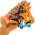 Unyks Star Cartoon Keychains for Girls & Boys – Cute Silicone Keyring Accessories for Kids, Fun Charms for Backpack, Purse, Car – Kawaii Key Holder Gift for Birthday (Tom & Jerry Sooty B)