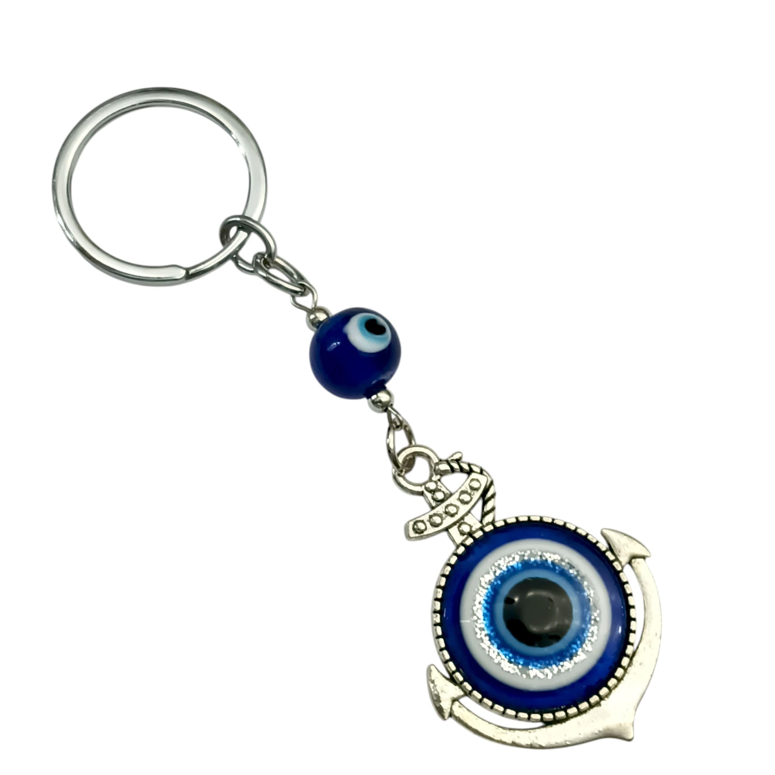 61adZnraHeL.jpg Unyks Star Evil Eye Keychain for Protection & Good Luck | Handmade Blue Glass Nazar Battu Key Ring for Car, Bike, Home & Office | Gift for Men & Women - Ship Hanger - Image 1