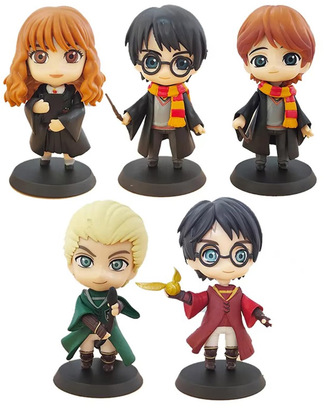 61bxoO543dL.jpg Unyks Star Harry Potter 5 Pc Action Figure Set – Special Edition Collectible Figures with Pet | Dashboard Toy, Cake Topper, Desk & Study Table Decoration | Gift for Kids & Fans (Harry Set of 5) - Image 1
