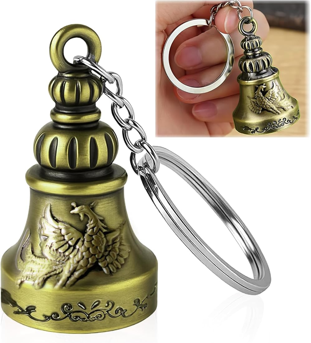 61y3z6iF0mL.jpg Unyks Star Guardian Bell KeyChain Tibetan Key Chain Good Luck Key Chain (Gurdian Bell C Multi Color) - Image 1