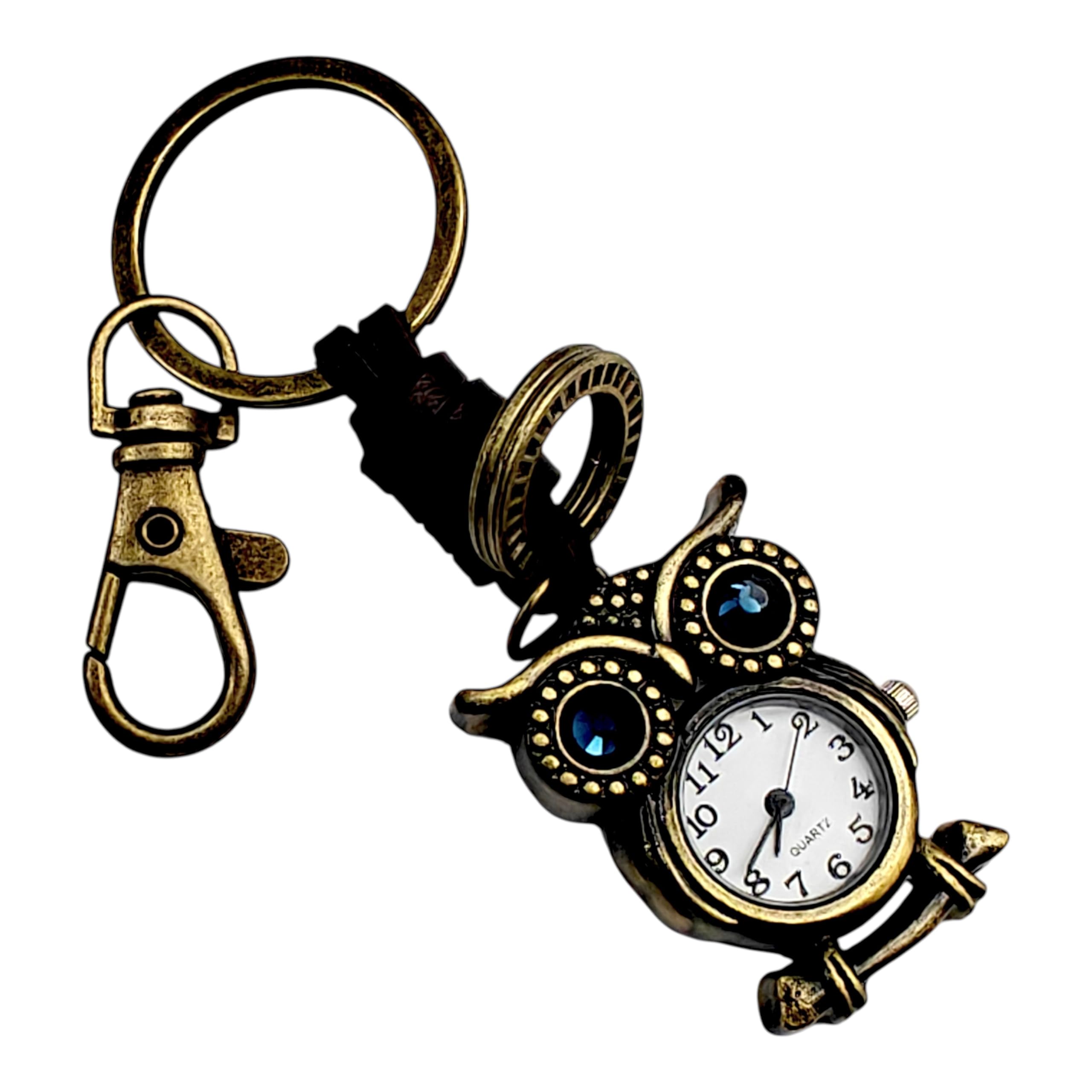 71375wAY91L.jpg Unyks Star Pocket Watch Metal Keychain Retro Vintage for Gifting With Key Ring Anti-Rust (Antique Watch Owl) - Image 1