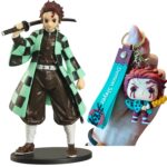 Unyks Star Tanjiro Action Figure with Keychain Demon Slayer Anime Collectible PVC Model | Action Figure Toy for Home Decor, Office Desk & Gifting (Tanjiro + Keychain)