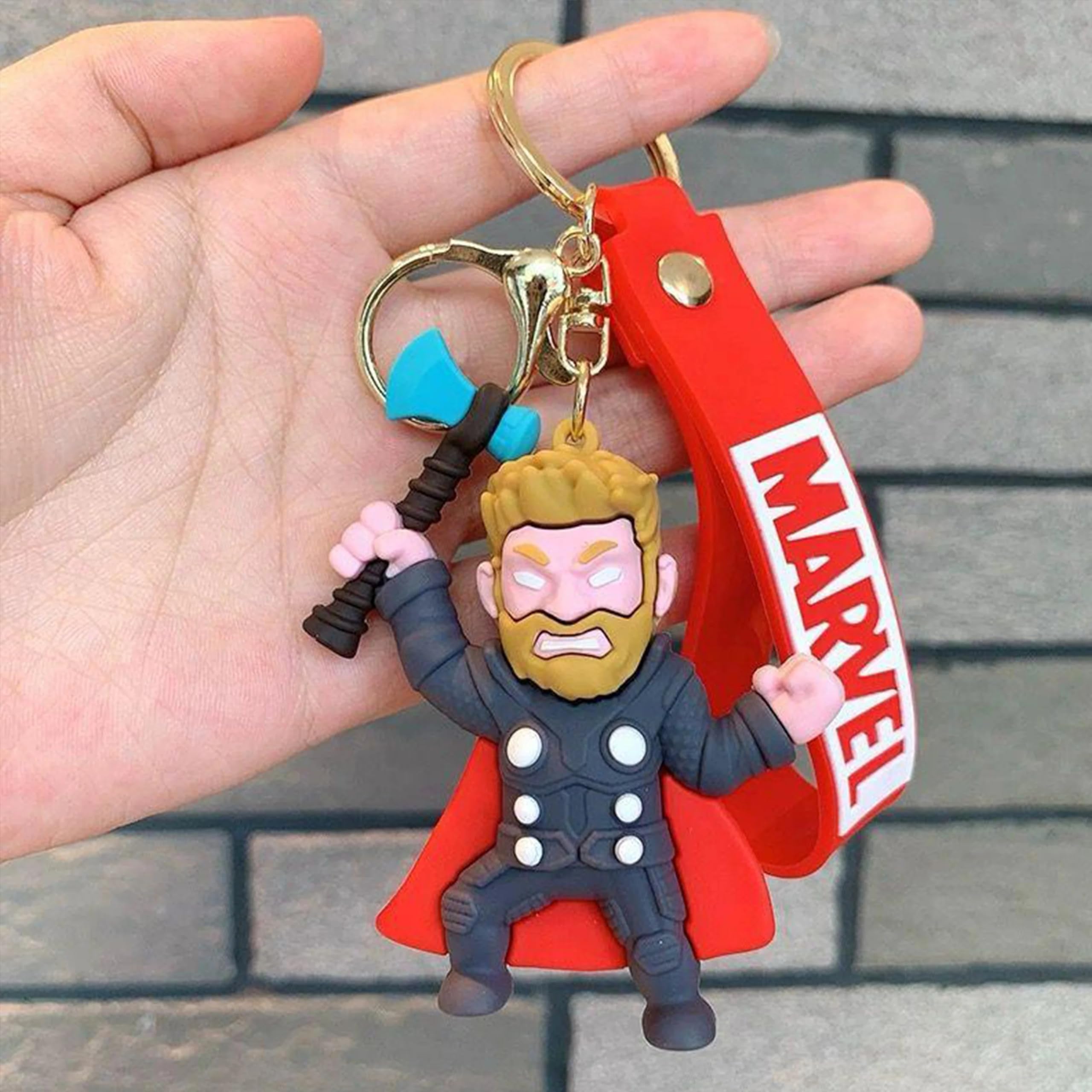 814wNmi5rbL.jpg Unyks Star Cute 3D Silicon Cartoon Keychain - Cute Design Key Holder for Bags, Backpacks, and Keys (UN-Thor Tunder) - Image 1