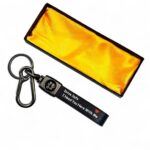 Unyks Star Drive Safe Leather Keychain with Metal Ring, Inspirational Message Design, Black and Gold, Premium Key Holder for Car and Bike Keys (Drive Safe)